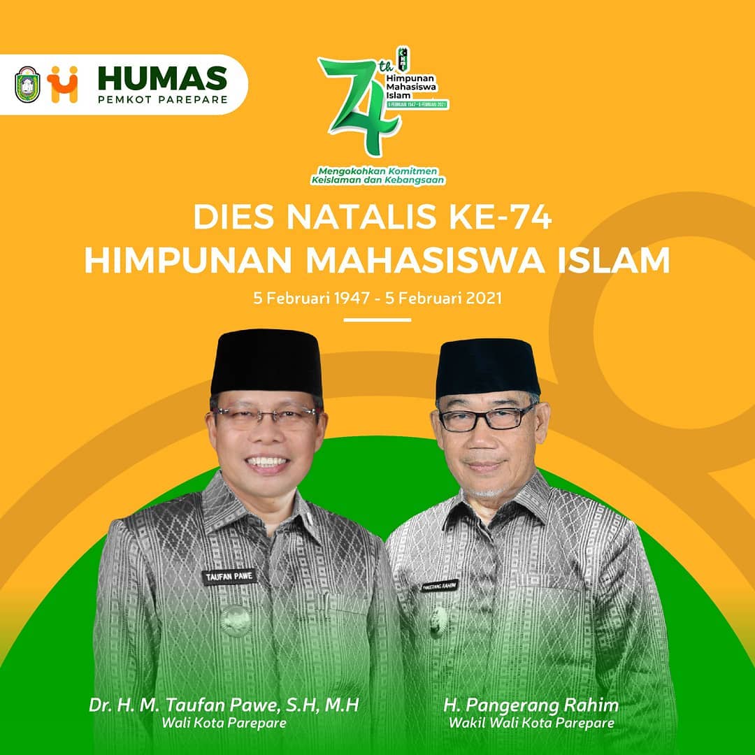 Wali Kota dan Wakil Wali Kota Parepare Ucapkan Selamat Milad HMI ke-74