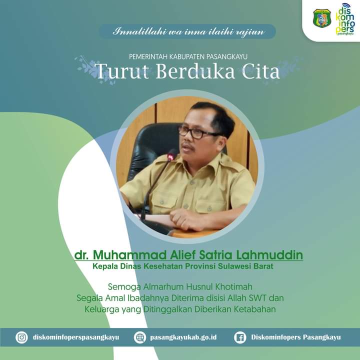 Pemkab Pasangkayu Sampaikan Duka Cita atas Wafatnya Kadis Kesehatan Sulbar Dokter Alief Satria