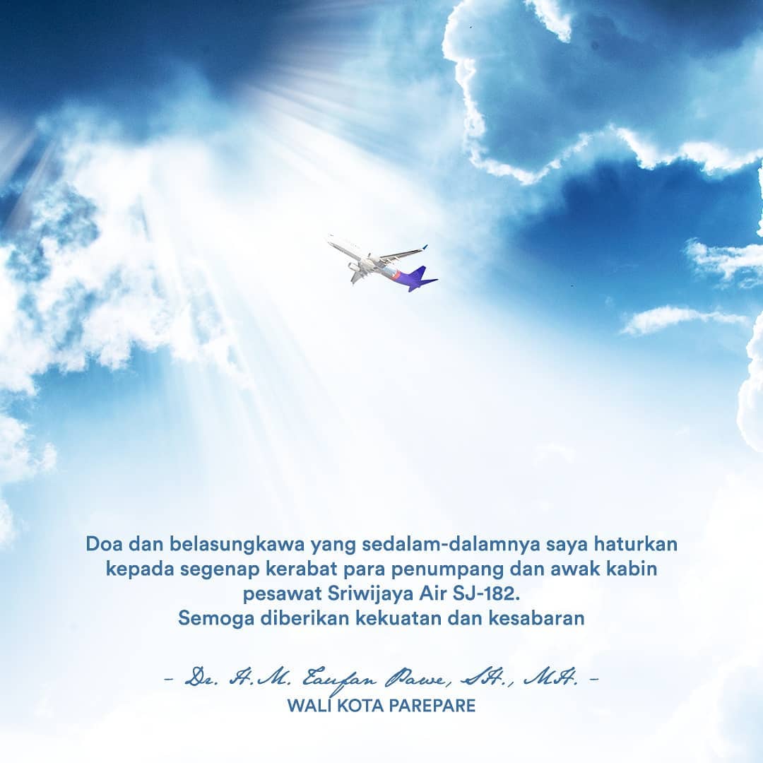 Wali Kota Parepare Sampaikan Doa dan Belasungkawa Sedalam-dalamnya untuk Para Penumpang dan Awak Kabin Sriwijaya SJ 182