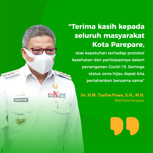 Parepare Zona Hijau Penyebaran Covid-19, Wali Kota Ucapkan Terima Kasih ke Masyarakat