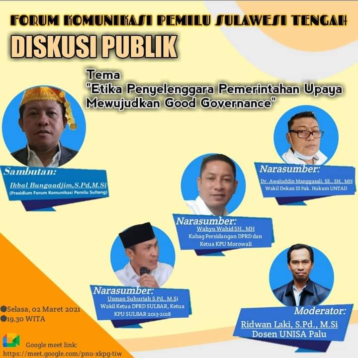 Wakil Ketua DPRD Sulbar jadi Narasumber pada Diskusi Publik yang Digelar Forum Komunikasi Pemilu Sulawesi Tengah