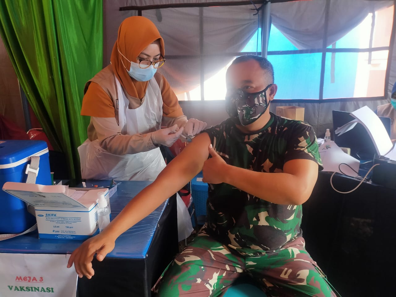 Kodim 1418/Mamuju Gelar Vaksinasi Tahap kedua di Puskesmas Binanga