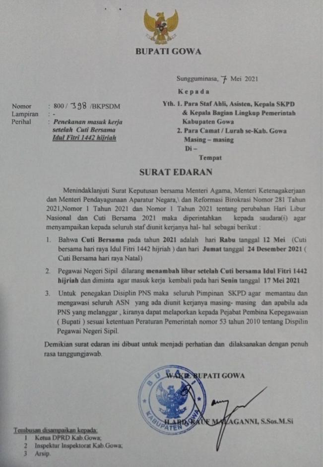 Bupati Adnan Warning ASN yang Tambah Libur Hari Raya