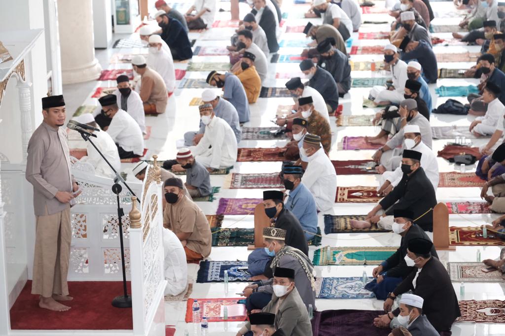 Pelaksanaan Shalat Idul Fitri di Masjid Agung Syekh Yusuf Gowa Terapkan Prokes Ketat