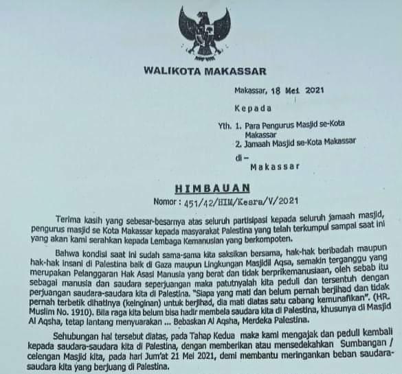 Wali Kota Danny Keluarkan Imbauan Ajak Masyarakat Bantu Palestina