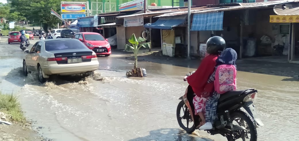 Lama Menunggu tak Ada Perbaikan, Warga Tanam Pohon Pisang di Jalan Poros ke Kantor Gubernur