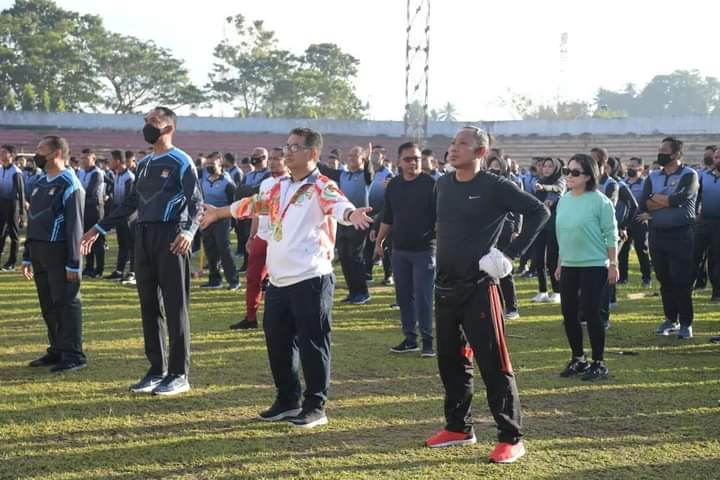 Senam Bersama, Pj Gubernur: Untuk Perkuat Kolaborasi Jalankan Agenda Pembangunan