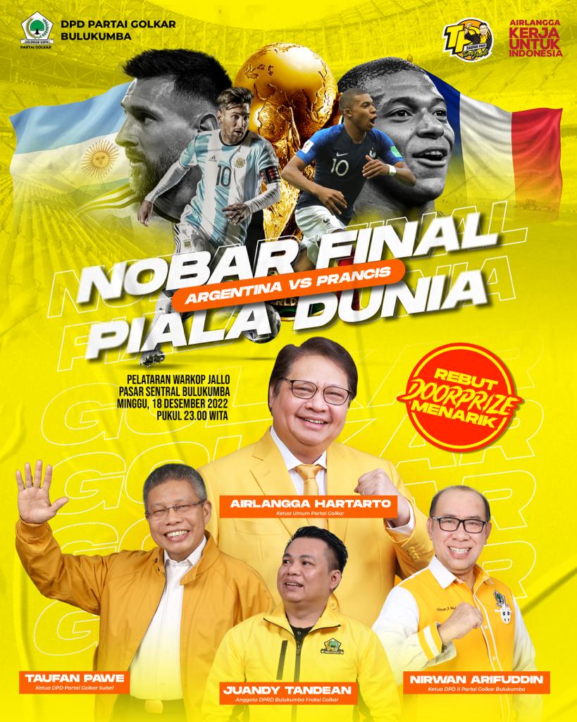 Final Piala Dunia, Taufan Pawe Ajak Simpatisan Golkar Bulukumba Nobar di Warkop