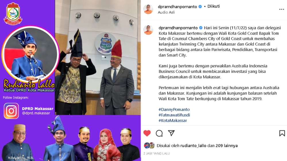 Ketua DPRD Makassar Rudianto Lallo Apresiasi Lawatan Wali Kota Danny Ke Australia