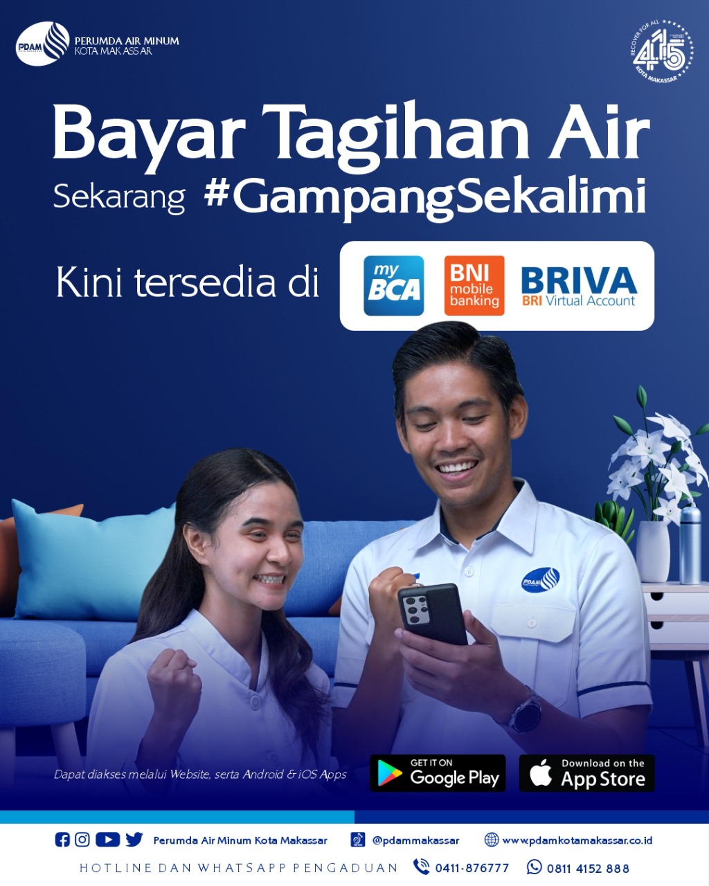 Pelanggan PDAM Makassar Kini Bisa Bayar Melalui myBCA, BNI Mobile Banking dan Briva