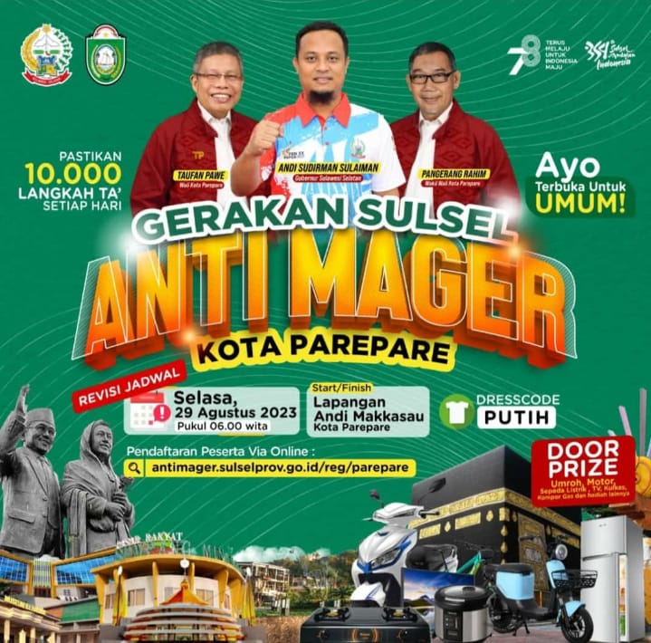 Ribuan Masyarakat Jalan Sehat Anti Mager Bersama Gubernur Sulsel dan Wali Kota Parepare 