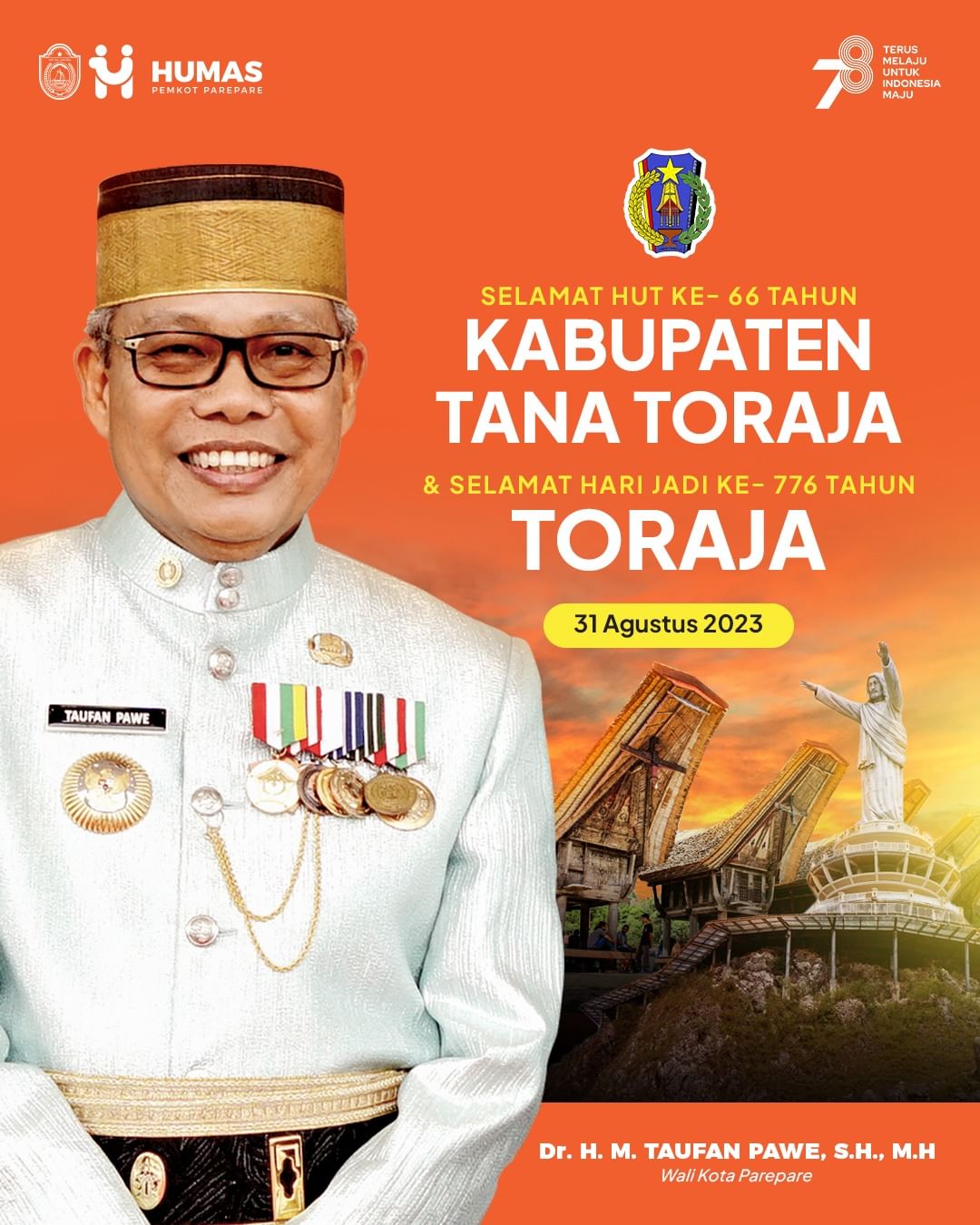 Wali Kota Parepare Ucapkan Selamat Hari Jadi ke-776 Toraja dan ke-66 Tana Toraja