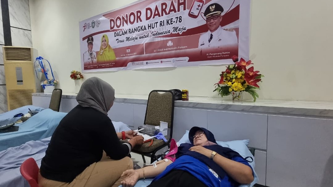 Sambut HUT Kemerdekaan, RSUD Andi Makkasau Bersama PMI Gelar Donor Darah dan Pemeriksa Kesehatan Gratis 