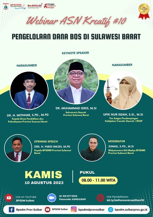 Kadis Dikbud Sulbar Jadi Narasumber pada Webinar Membahas Pengelolaan Dana Bos