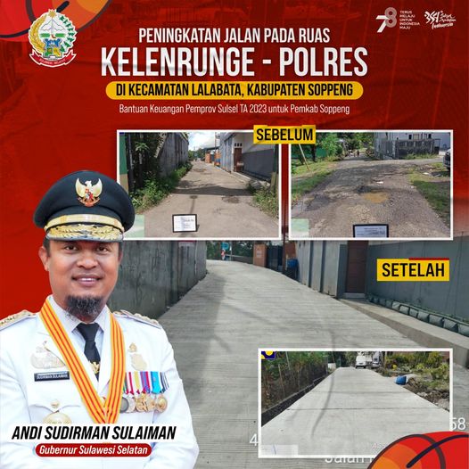 Gubernur Sulsel Resmikan Peningkatan Jalan Ruas Kelenrunge Soppeng, Sebelumnya Kondisi Jalan Rusak Berat