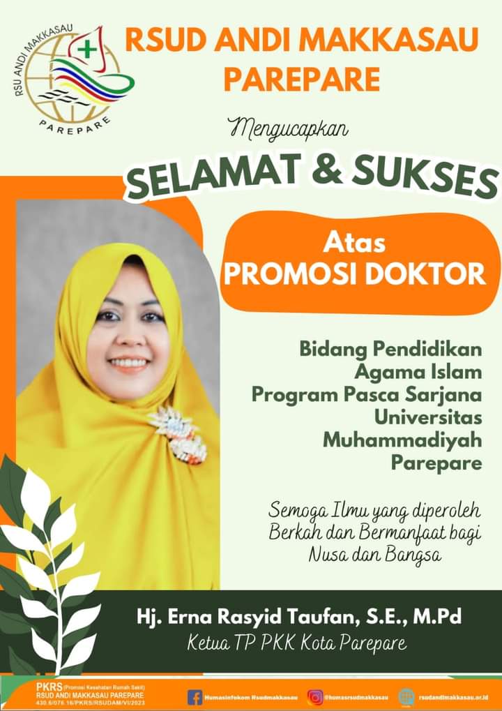 RSUD Andi Makkasau Ucapkan Selamat Promosi Doktor Erna Rasyid Taufan, Ilmu Bermanfaat Bagi Nusa dan Bangsa