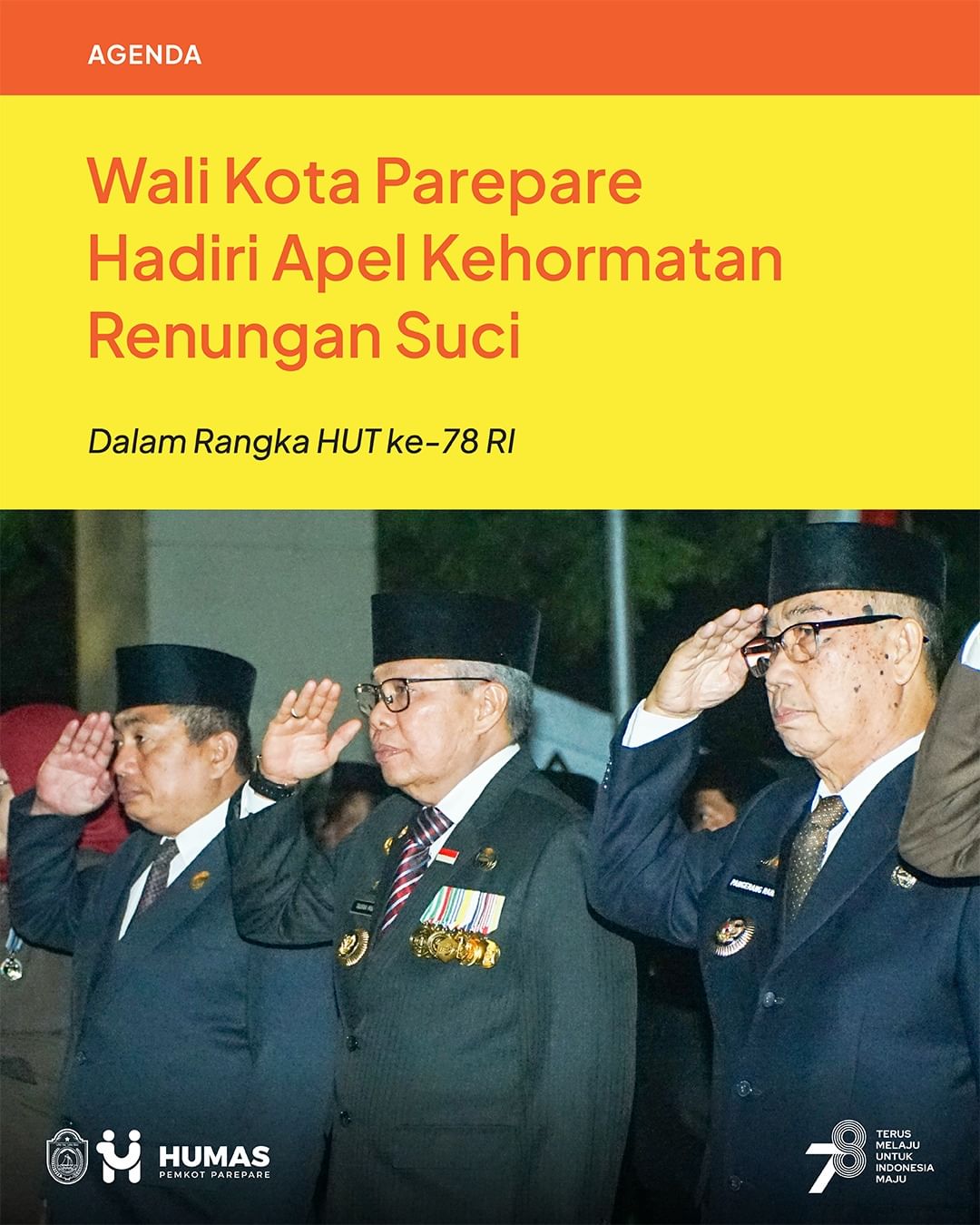 Apel Kehormatan dan Malam Renungan Suci, Wali Kota Parepare Beri Penghormatan Besar untuk Pahlawan 