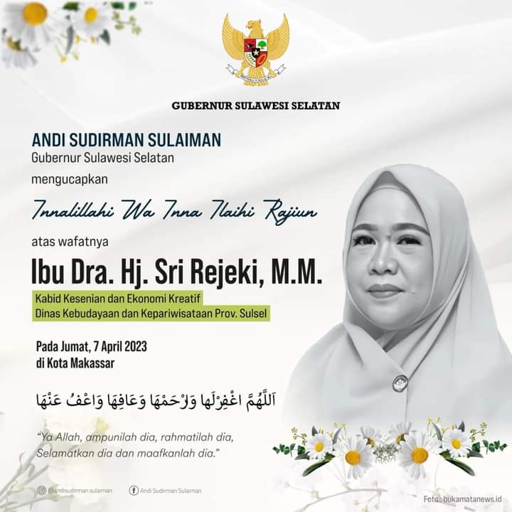 Gubernur Sampaikan Duka Cita Mendalam Atas Wafatnya Istri Mantan Sekprov Sulsel