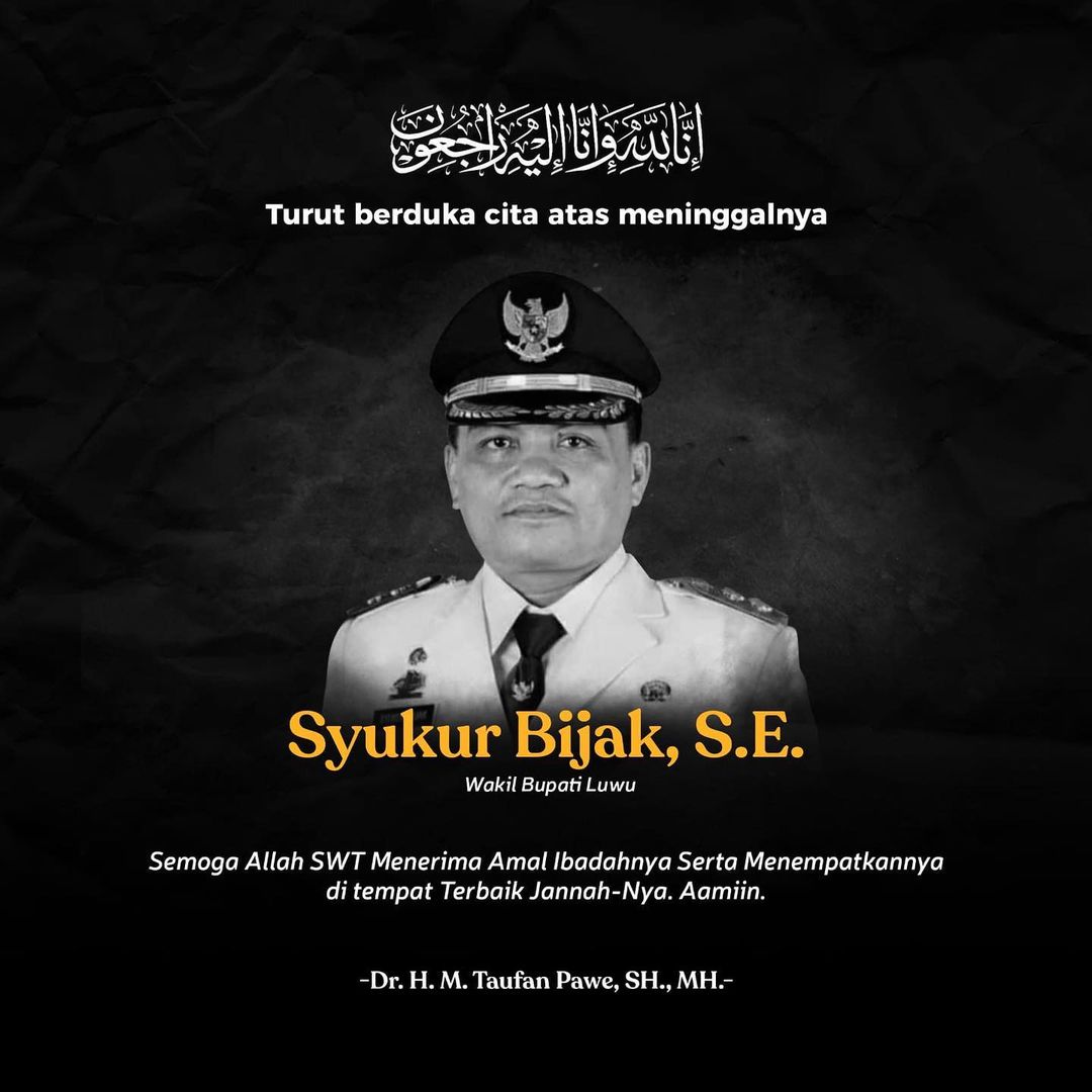 Taufan Pawe Sampaikan Duka Mendalam Wakil Bupati Luwu Syukur Bijak Meninggal Dunia