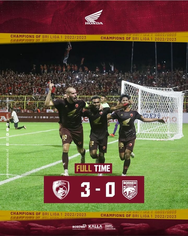 Pesta Juara Sempurna, PSM Tundukkan Borneo FC 3-0 di Laga Pamungkas Liga 1