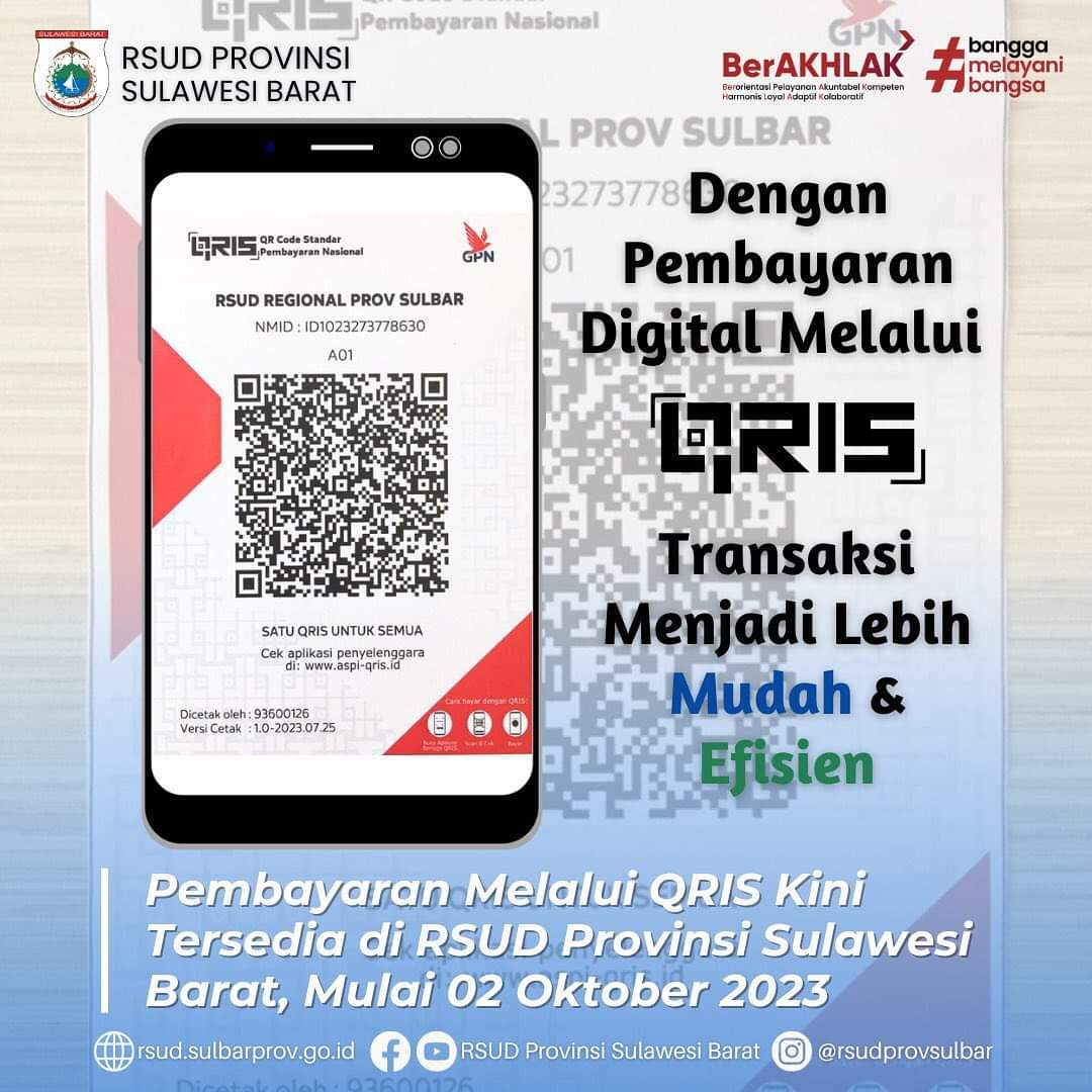 Permuda Pelayanan, RSUD Sulbar Siapkan Pembayaran Melalui QRIS