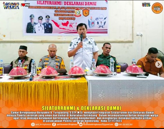 Agenda Kapolsek, Camat Biringkanaya Hadiri Deklarasi Damai Menuju Pemilu di Kelurahan Katimbang