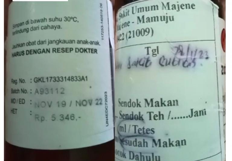 Balita di Majene Diberi Obat Sirup Batuk Kadaluwarsa, RSUD Akui Lalai 