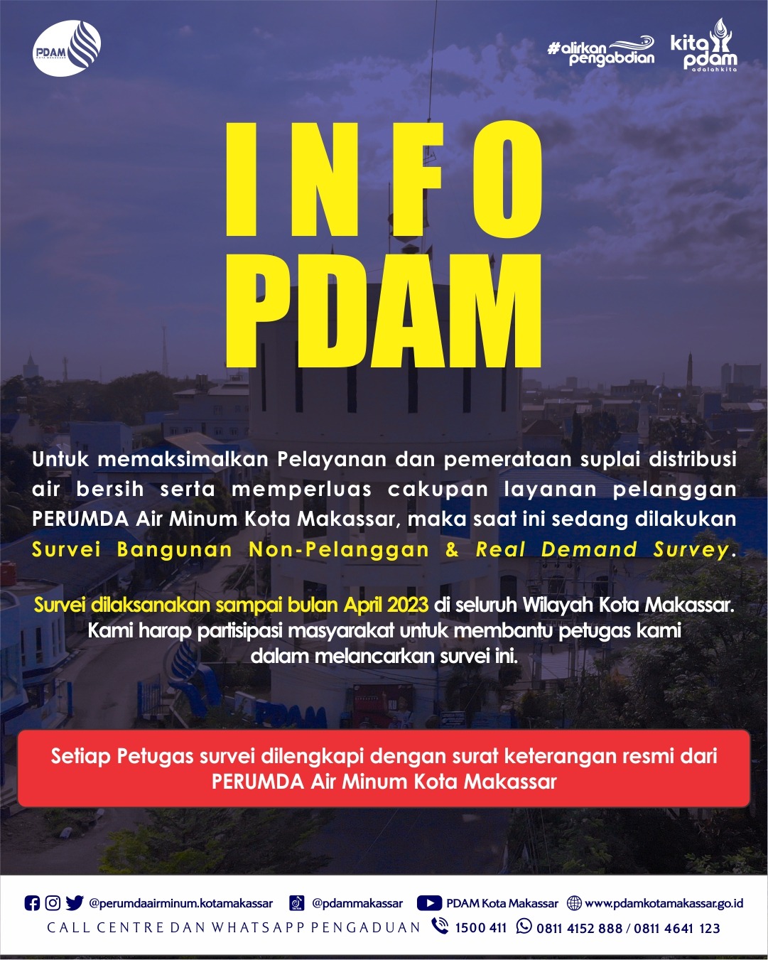 Lakukan Real Demand Survey, Dirut PDAM Makassar Harap Partisipasi Masyarakat