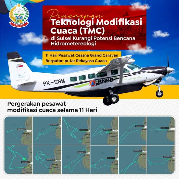 Teknik Modifikasi Cuaca Untuk Pertama Kali Dilakukan di Sulsel, Demi Kurangi Resiko Bencana Hidrometerologi