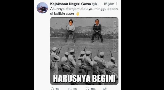 Akun Twitter Kejari Gowa Diretas, Ada Foto Sambo dan Putri Candrawathi 