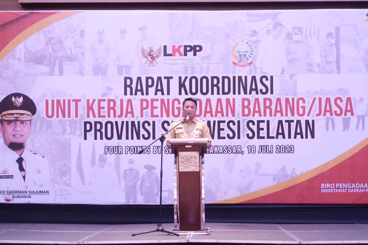 Buka Rakor Unit Kerja Pengadaan Barang Jasa, Pj Sekprov Sulsel Tekankan Terus Bekerja dan Berinovasi