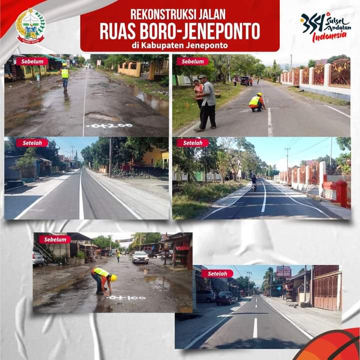 Rekonstruksi Jalan Poros Boro-Jeneponto Tuntas 100 Persen, Gubernur Berharap Menggeliatkan Perekonomian