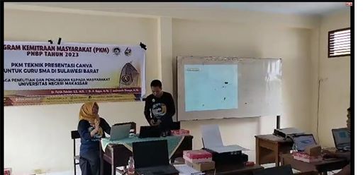 PKM UNM Gelar Teknik Presentasi Canva untuk Guru SMAN 1 Majene