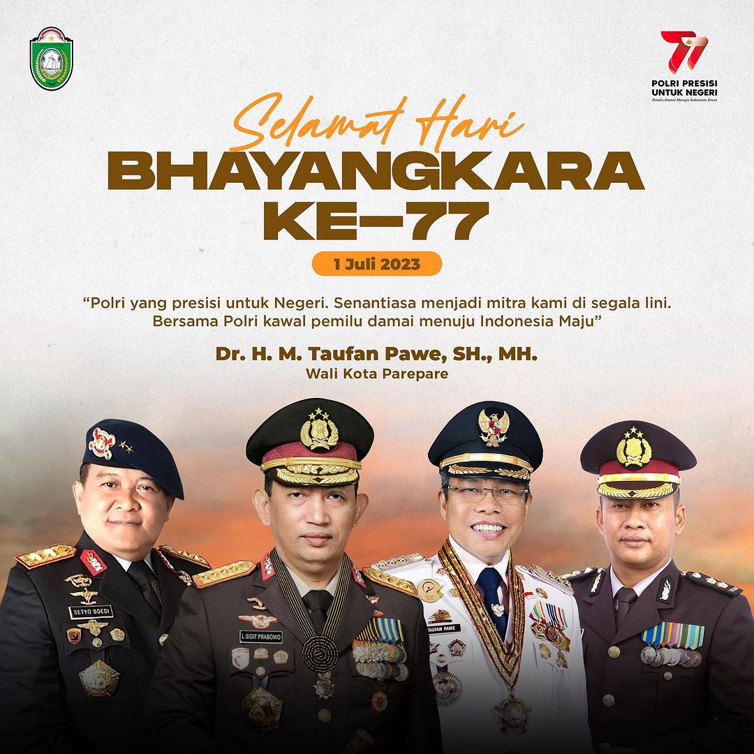 Selamat Hari Bhayangkara ke-77, Taufan Pawe Sebut Parepare Kota Aman dan Nyaman Berkat Sinergitas Polri