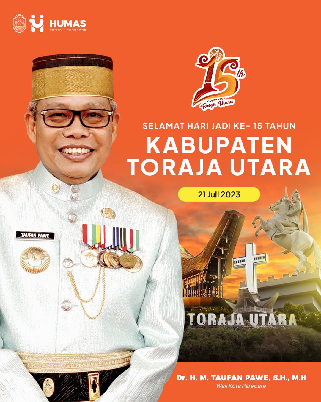 Wali Kota Taufan Pawe Ucapkan Selamat Hari Jadi Toraja Utara, Dukung Daerah Mandiri, Berbudaya dan Berdaya Saing