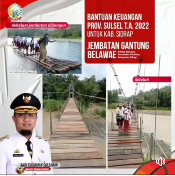 Jembatan Gantung Belawae di Sidrap Mulai Dimanfaatkan Masyarakat