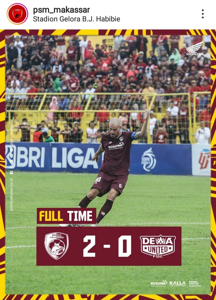 Kembali Berjaya di GBH Parepare, PSM Menang Atas Dewa United Semakin Kokoh di Puncak Klasemen