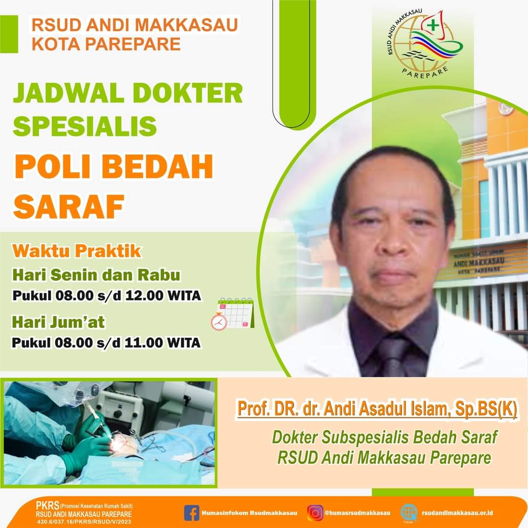 Dokter Spesialis Bedah Saraf RSUD Andi Makkasau Siap Melayani pada Senin, Rabu dan Jumat
