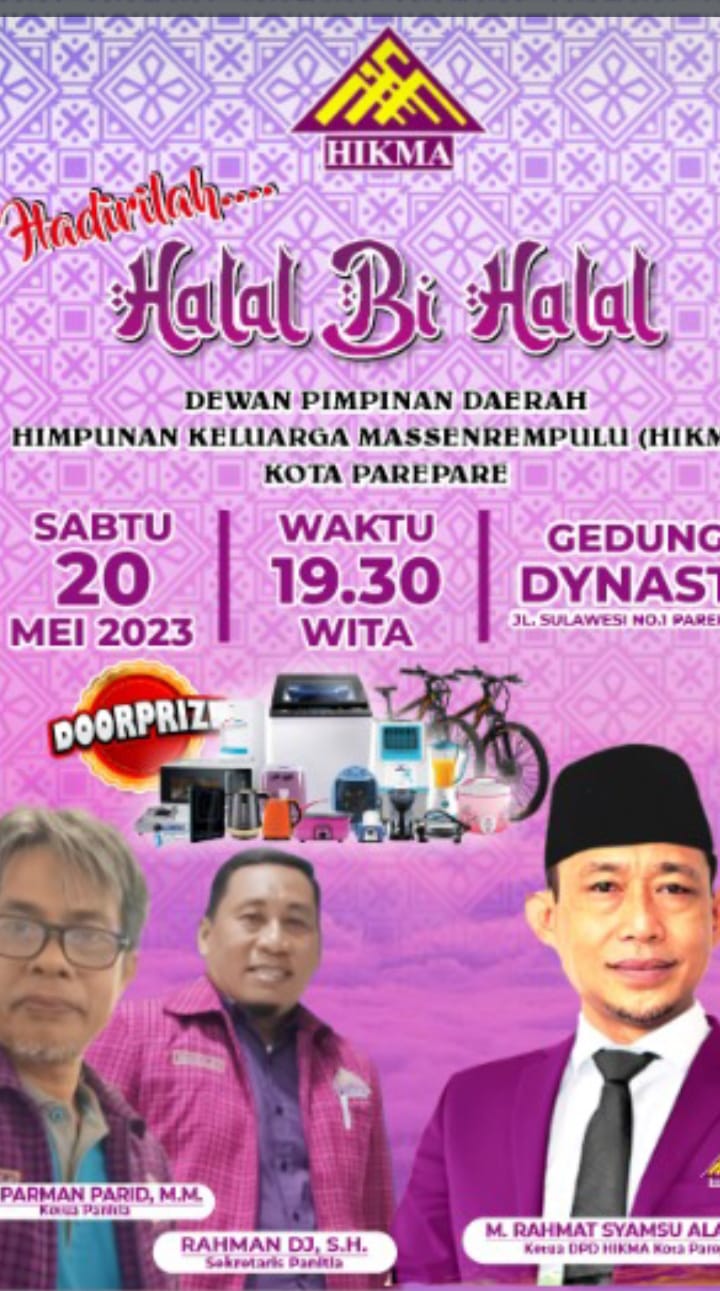 Silaturahmi Tanpa Sekat, Ribuan Warga Bakal Hadiri Halal Bihalal HIKMA Parepare 