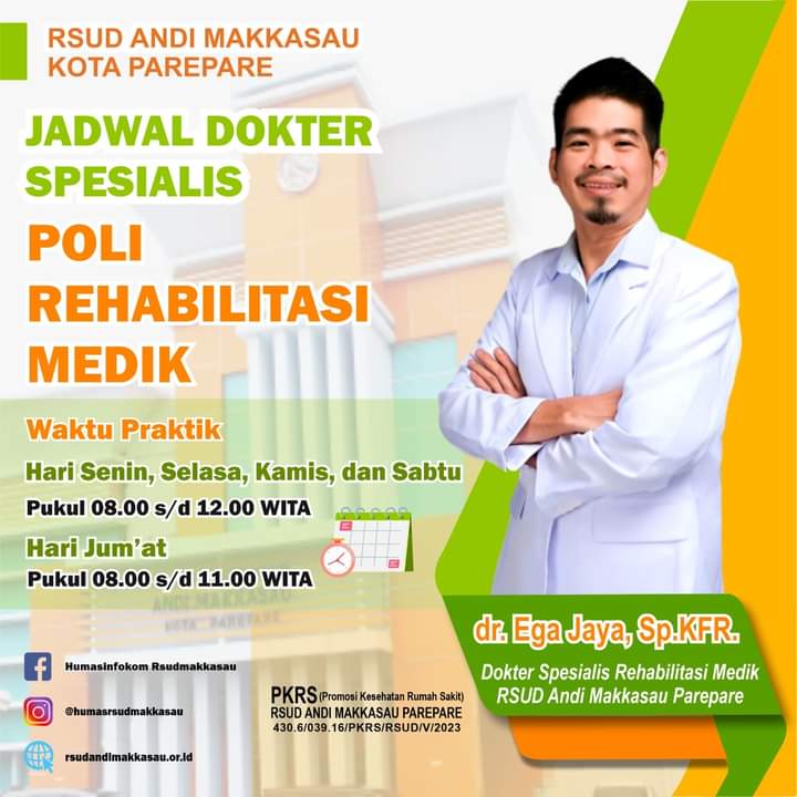 RSUD Andi Makkasau Umumkan Jadwal Klinik Dokter Spesialis Rehabilitasi Medik