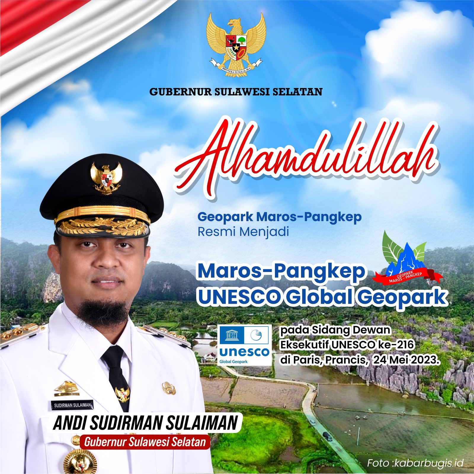 Geopark Maros Pangkep Ditetapkan Jadi Global Geopark UNESCO, Gubernur Sulsel: Alhamdulillah