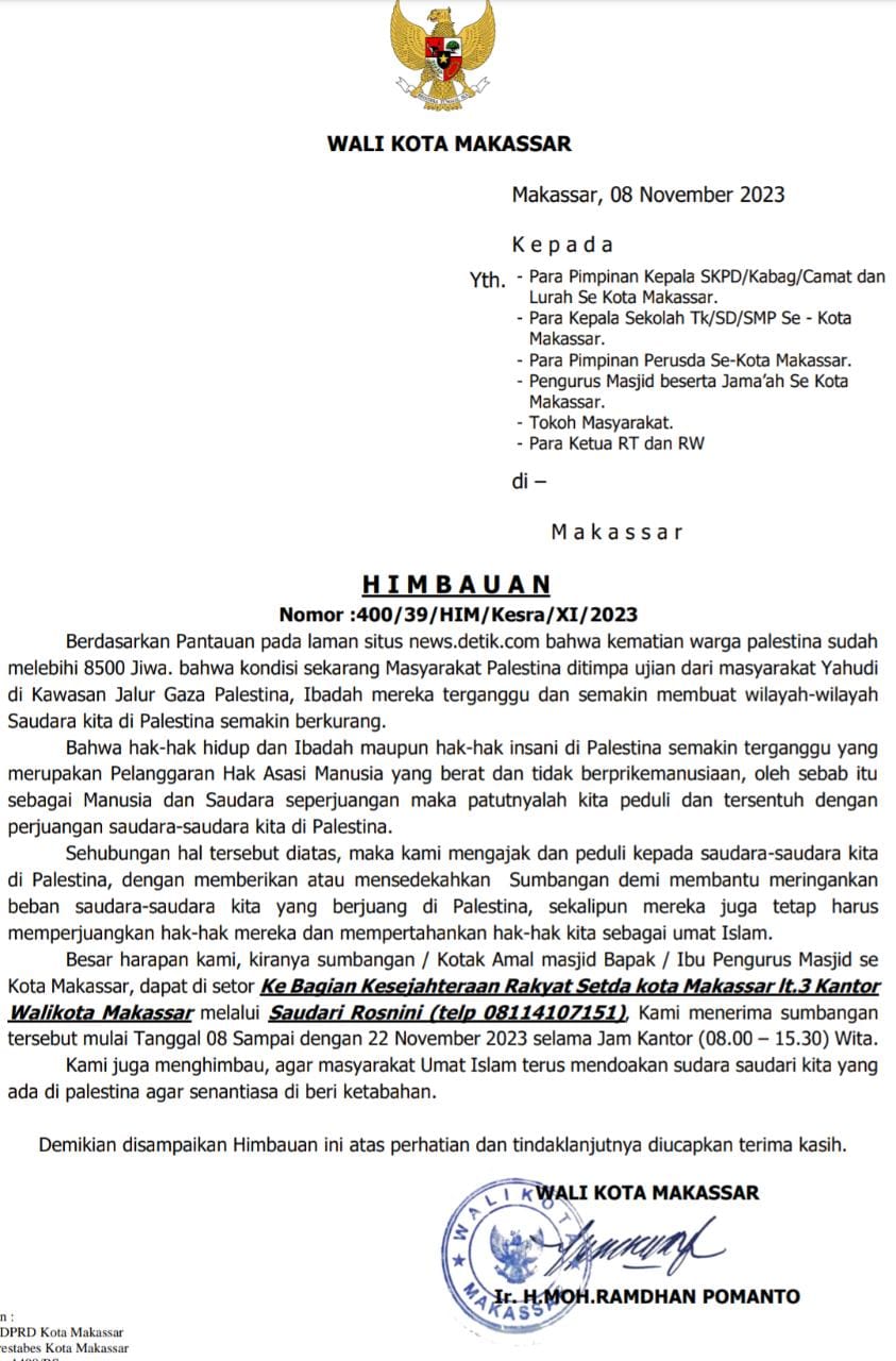 Aksi Solidaritas untuk Palestina, Pemkot Makassar Buka Donasi