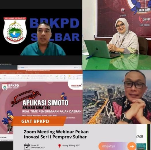 Pj Gubernur Jadi Keynote Speaker pada Webinar Pekan Inovasi Seri 1, BPKPD Sulbar Tampilkan Inovasi Aplikasi SIMOTO
