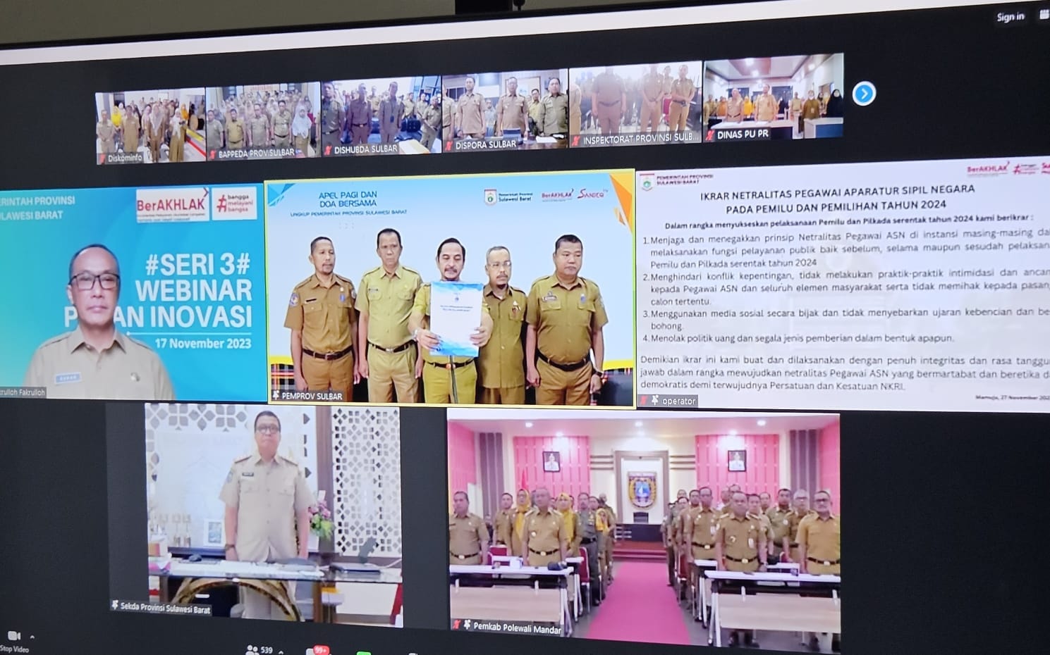 Jelang Pemilu 2024, Pemda Se-Sulbar Tanda Tangan Ikrar Netralitas ASN  