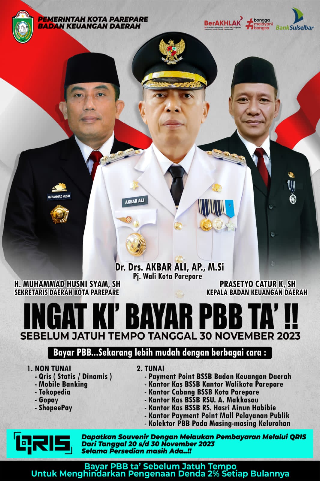 Bersama Sukseskan Pembangunan, Pemkot Parepare Pesankan Bayar PBB Tepat Waktu, Cara Mudah Lewat Qris