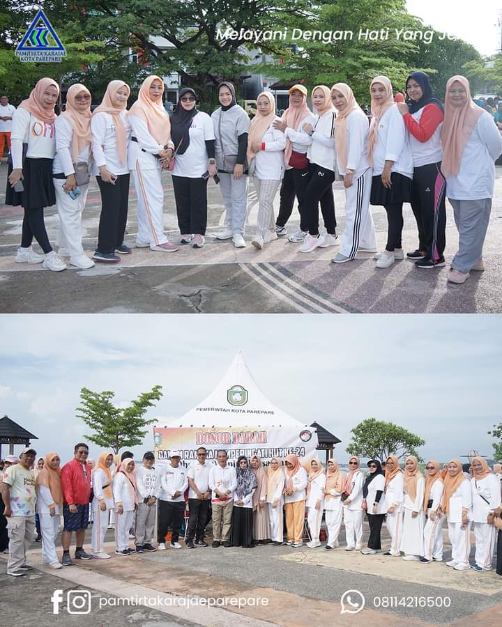 HUT ke-24 Dharma Wanita Persatuan, Ketua DWP PAM Tirta Karajae Meriahkan Senam Sehat di Taman Mattirotasi