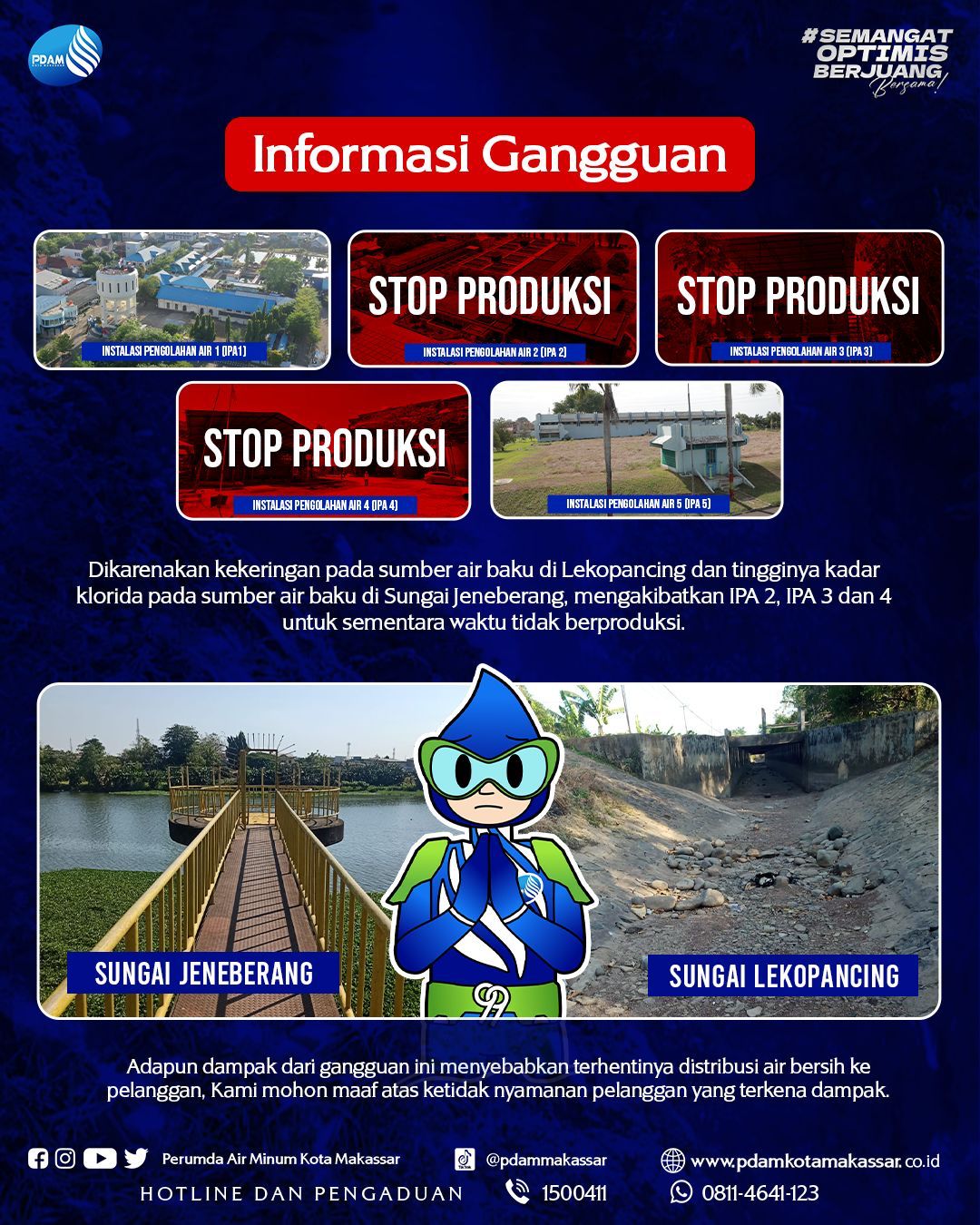 Kekeringan hingga Tingginya Kadar Klorida Sebabkan Tiga IPA Berhenti Beroperasi, PDAM Mohon Maaf ke Pelanggan