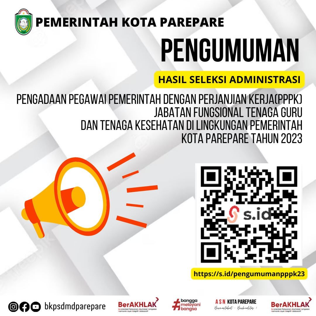 Pemkot Parepare Umumkan Hasil Seleksi Administrasi PPPK, 52 Tidak Lulus Diberi Kesempatan Menyanggah