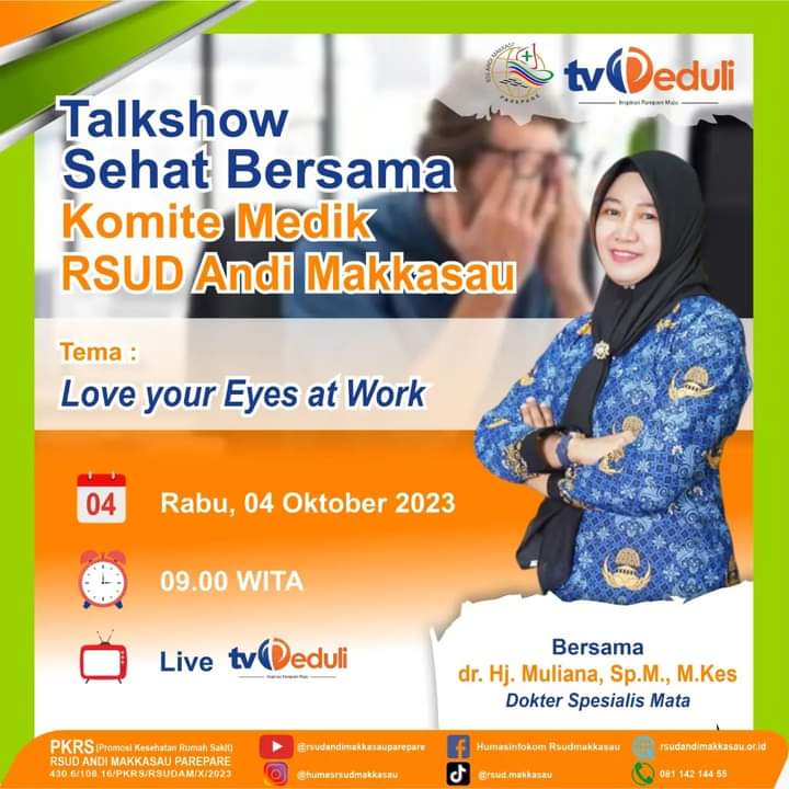 Talkshow Sehat di TV Peduli, Dokter Spesialis RSUD Andi Makkasau Ulas Tentang Mata