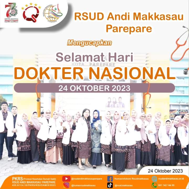 RSUD Andi Makkasau Ucapkan Selamat Hari Dokter Nasional, Tetap Lakukan yang Terbaik untuk Masyarakat Indonesia